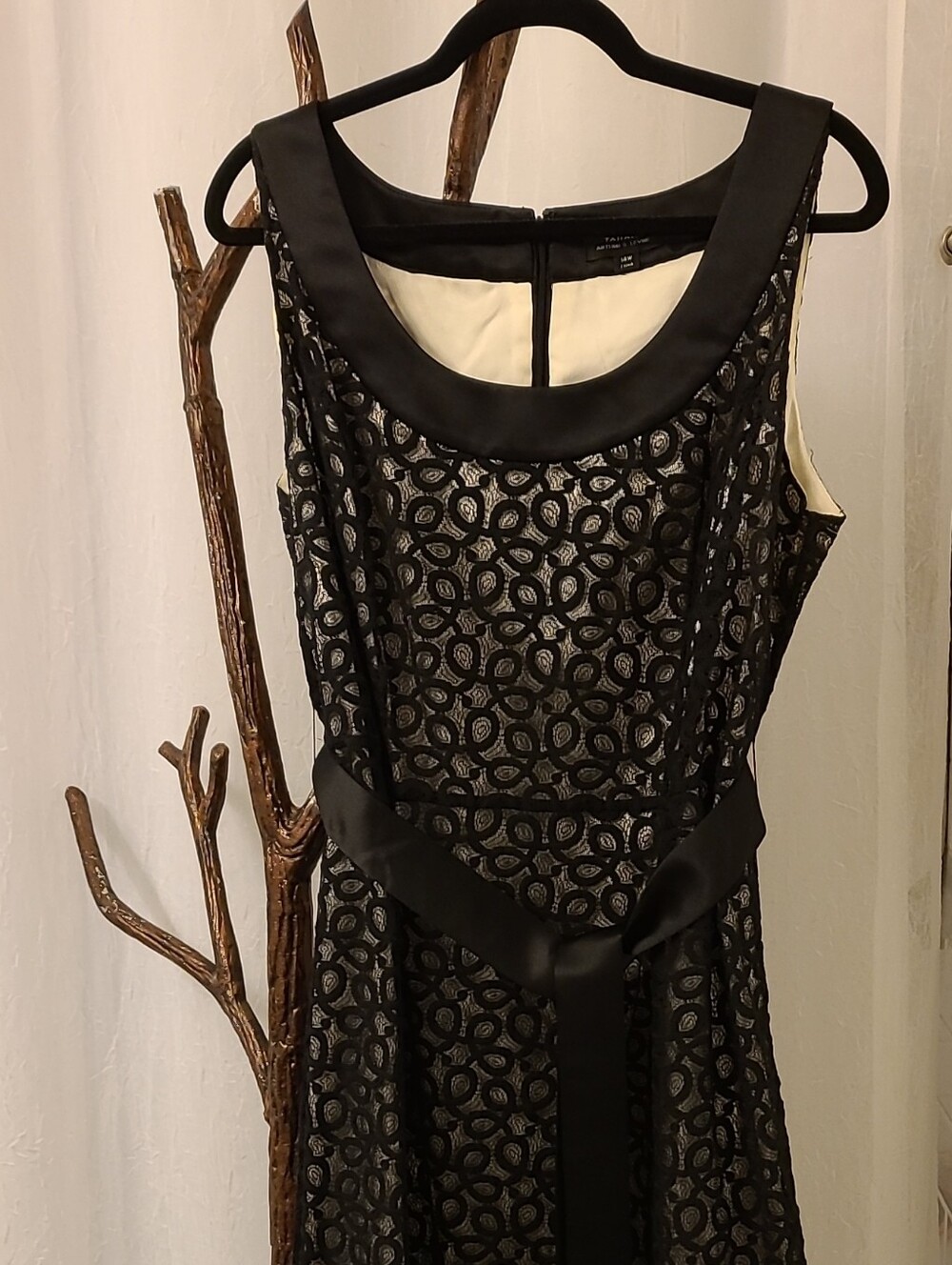 NWoT - Tahari - Arthur S. Levine Black Lace Overlay Fit-and-Flare Dress - 14W